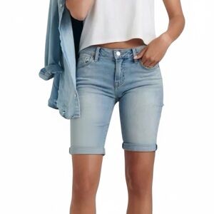 Calvin Klein Light Wash Denim Cuffed Bermuda Shorts 29 / 8